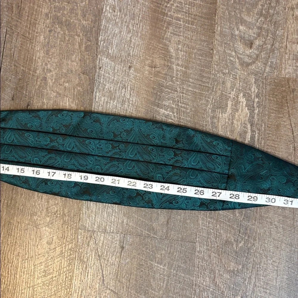 Alizeal Green Black Jacquard Paisley Cummerbund with Pocket Square OS